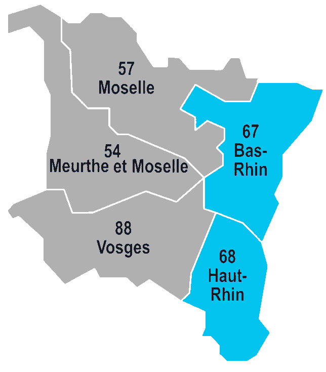 carte départements 67 et 68
